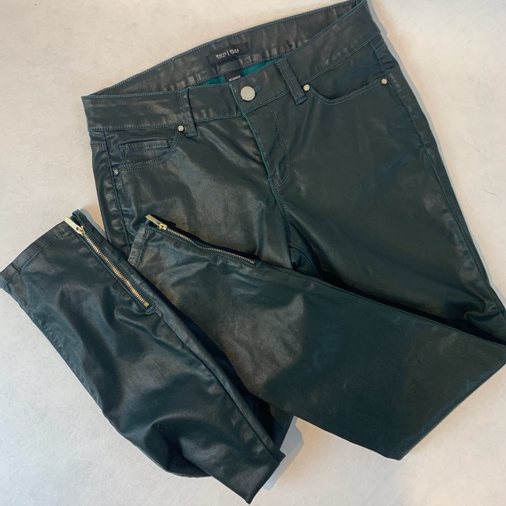 White House Black Market Green Leather Pants